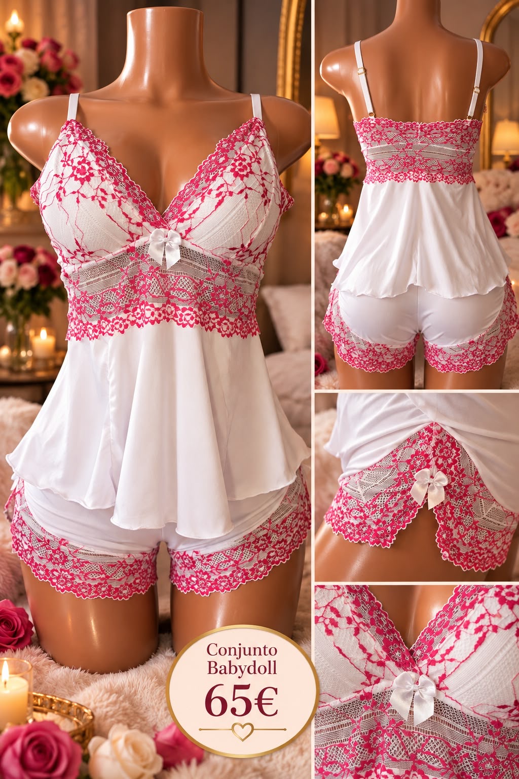 Baby Doll branco e rosa